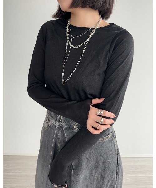leimn(レイムン)の「ラメトップス(Tシャツ/カットソー・レディース・ブラック×シルバー/シルバー・M)」の3枚目の写真