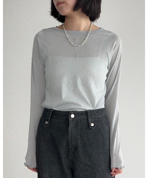 leimn(レイムン)の「ラメトップス(Tシャツ/カットソー・レディース・ブラック×シルバー/シルバー・M)」の4枚目の写真