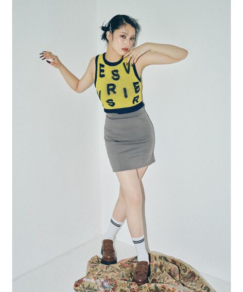 EVRIS（エヴリス）の「ジャガードサマーニットタンク（タンクトップ・レディース・イエロー/ブルー/ブラック・FREE）」の8枚目の写真