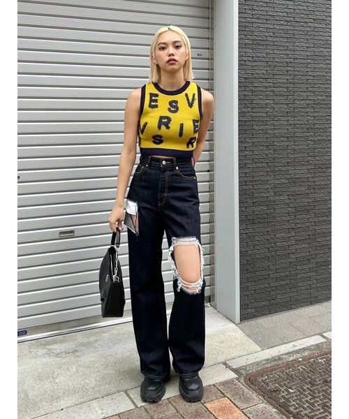 EVRIS（エヴリス）の「ジャガードサマーニットタンク（タンクトップ・レディース・イエロー/ブルー/ブラック・FREE）」の19枚目の写真