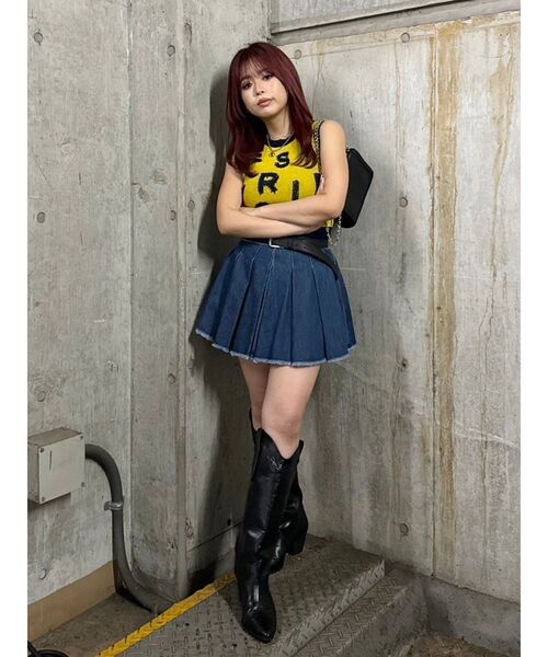 EVRIS（エヴリス）の「ジャガードサマーニットタンク（タンクトップ・レディース・イエロー/ブルー/ブラック・FREE）」の22枚目の写真