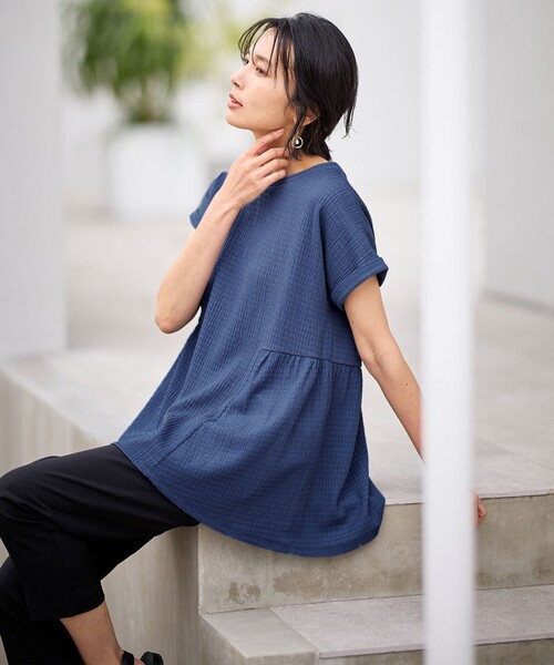 ANY（エニィ）の「フクレジャージチュニック（Tシャツ/カットソー・レディース・ブルー系/ブラック系/アイボリー系・F）」の15枚目の写真