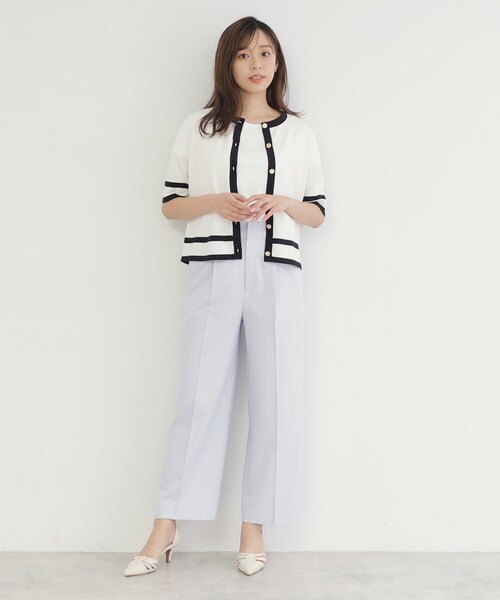 index(インデックス)の「◆UV バイカラー半袖カーディガン オーガニックコットン 【洗濯機洗い可】(カーディガン/ボレロ・レディース・ブルー系9/ブラック系4/ホワイト系7・42/40/38/36)」の6枚目の写真