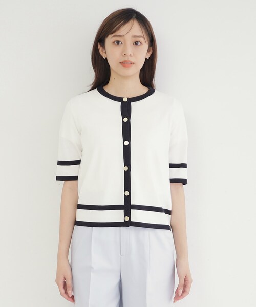 index(インデックス)の「◆UV バイカラー半袖カーディガン オーガニックコットン 【洗濯機洗い可】(カーディガン/ボレロ・レディース・ブルー系9/ブラック系4/ホワイト系7・42/40/38/36)」の17枚目の写真