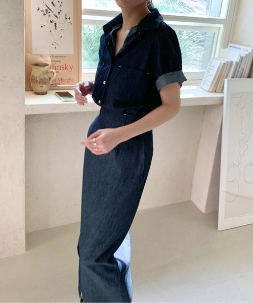 Twinkle;pm（トゥインクルピーエム）の「デニムライクセットアップシャツワンピース（ワンピース・レディース・ネイビー/サックスブルー・FREE）」の21枚目の写真