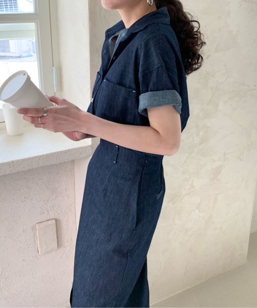 Twinkle;pm（トゥインクルピーエム）の「デニムライクセットアップシャツワンピース（ワンピース・レディース・ネイビー/サックスブルー・FREE）」の19枚目の写真