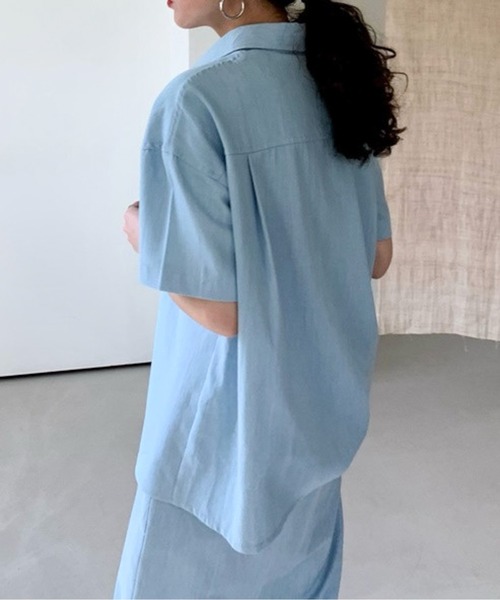 Twinkle;pm（トゥインクルピーエム）の「デニムライクセットアップシャツワンピース（ワンピース・レディース・ネイビー/サックスブルー・FREE）」の8枚目の写真