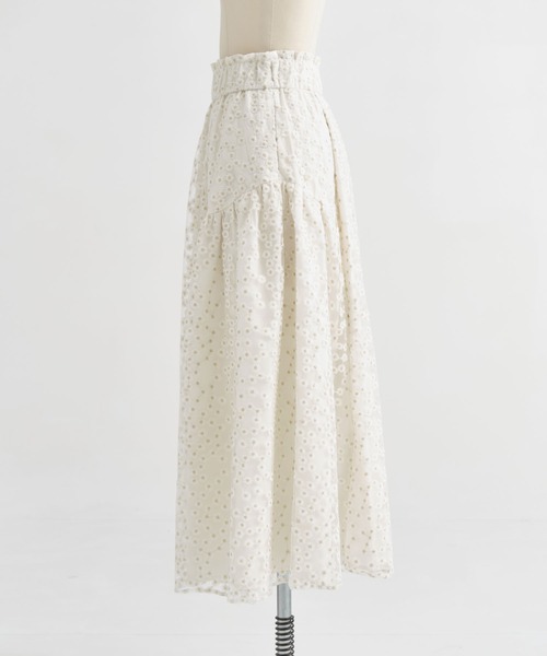 着用1回】ツルバイマリコオイカワ フラワーレースフレアスカート