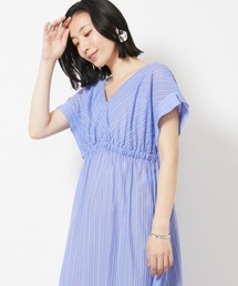 シアーストライプVネックワンピース