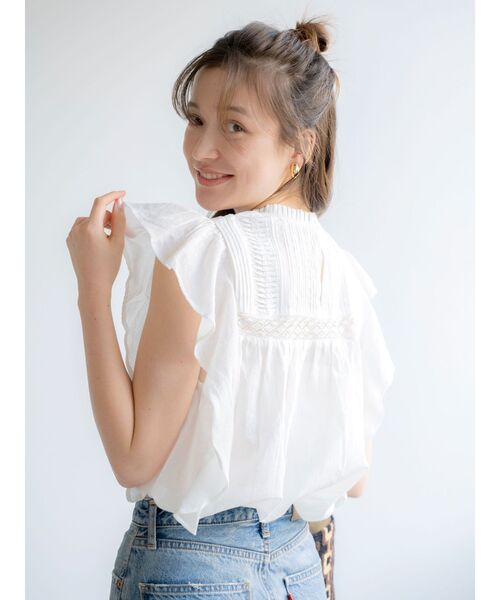 Ungrid（アングリッド）の「コットンノースリフリルブラウス（シャツ/ブラウス・レディース・ブラック/ピンク/オフホワイト・FREE）」の7枚目の写真