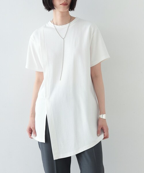 GALLEST（ギャレスト）の「◆スリットロングTシャツ（Tシャツ/カットソー・レディース・ホワイト系/カーキ/ブラック・38）」の2枚目の写真