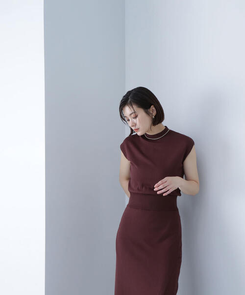 NATURAL BEAUTY BASIC（ナチュラルビューティーベーシック）の「ニットセットアップ（ワンピース・レディース・ブラック/ダークブルー/ダークブラウン・MEDIUM）」の20枚目の写真