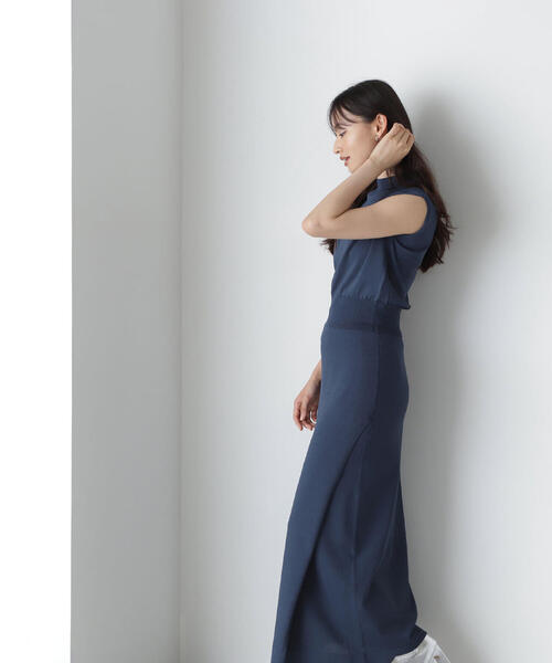 NATURAL BEAUTY BASIC（ナチュラルビューティーベーシック）の「ニットセットアップ（ワンピース・レディース・ブラック/ダークブルー/ダークブラウン・MEDIUM）」の8枚目の写真