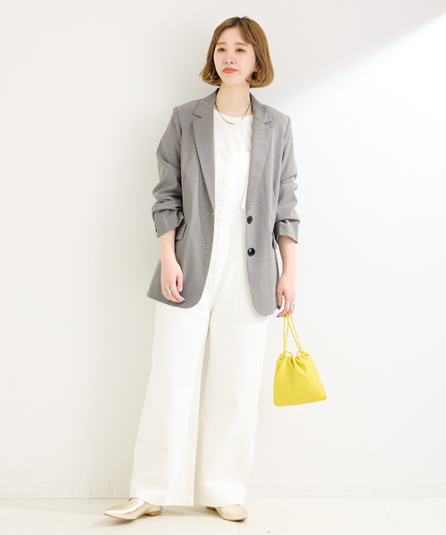 B.C STOCK（ベーセーストック）の「2ボタンシングルジャケット（テーラードジャケット・レディース・ライトグレー/ブラック系その他・FREE）」の4枚目の写真