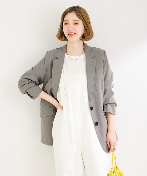 B.C STOCK（ベーセーストック）の「2ボタンシングルジャケット（テーラードジャケット・レディース・ライトグレー/ブラック系その他・FREE）」の7枚目の写真
