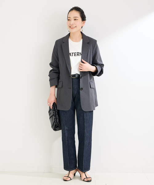 B.C STOCK（ベーセーストック）の「2ボタンシングルジャケット（テーラードジャケット・レディース・ライトグレー/ブラック系その他・FREE）」の12枚目の写真