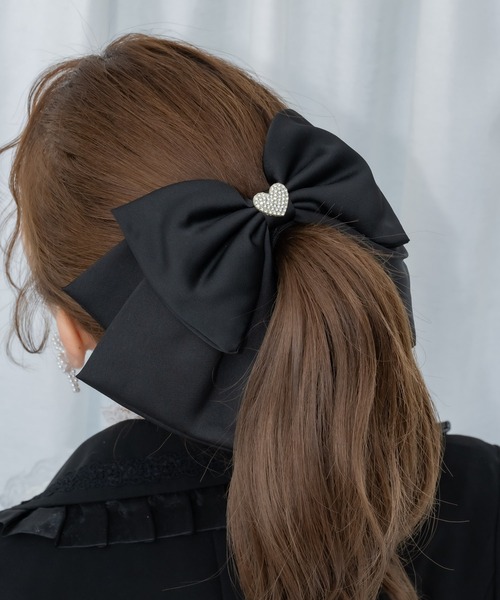POTETE　バタフライ 緑 & ハートリボン クリップ 黒　ヘアアクセサリー 2337958432.jpg?1722834014