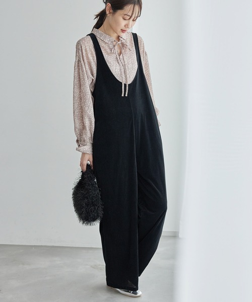 ROPE' PICNIC(ロペピクニック)の「ベロアロンパース(つなぎ/オールインワン・レディース・ブラック・36/38)」の3枚目の写真