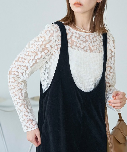 ROPE' PICNIC(ロペピクニック)の「ベロアロンパース(つなぎ/オールインワン・レディース・ブラック・36/38)」の20枚目の写真