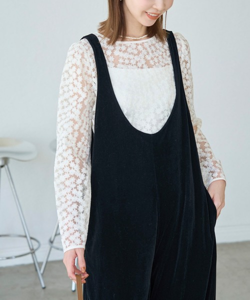 ROPE' PICNIC(ロペピクニック)の「ベロアロンパース(つなぎ/オールインワン・レディース・ブラック・36/38)」の21枚目の写真