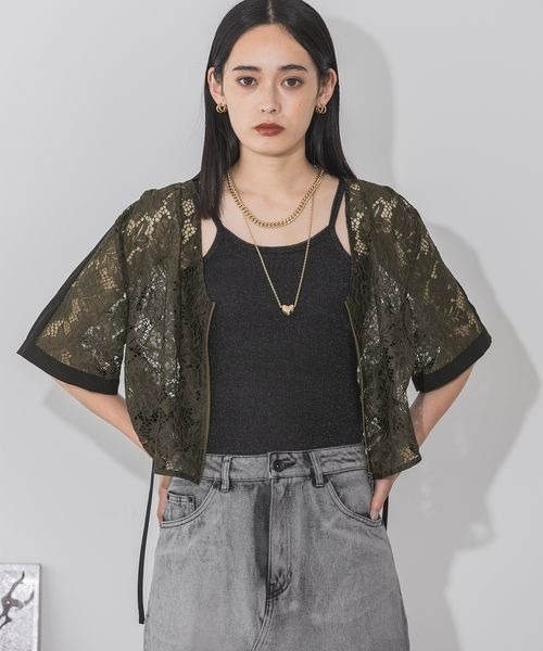 JEANASIS（ジーナシス）の「グリッターメッシュアメスリキャミ/140006（キャミソール・レディース・グレー/ピンク/ブラック・FREE）」の16枚目の写真