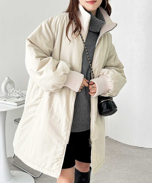 GeeRA（ジーラ）の「リブタートルフェイクダウンコート（ダウンジャケット/コート・レディース・ブラック/アイボリー・MEDIUM/LARGE）」の4枚目の写真