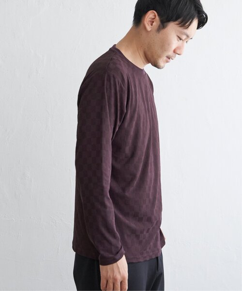 ikka(イッカ)の「リンクスジャカード市松ロンT(Tシャツ/カットソー・メンズ・ワイン/グレー/ホワイト/ブラック・M/L/XL/S)」の5枚目の写真