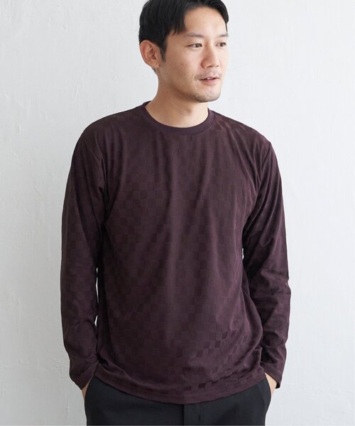 ikka(イッカ)の「リンクスジャカード市松ロンT(Tシャツ/カットソー・メンズ・ワイン/グレー/ホワイト/ブラック・M/L/XL/S)」の7枚目の写真