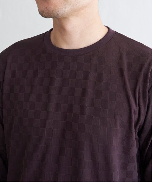 ikka(イッカ)の「リンクスジャカード市松ロンT(Tシャツ/カットソー・メンズ・ワイン/グレー/ホワイト/ブラック・M/L/XL/S)」の8枚目の写真