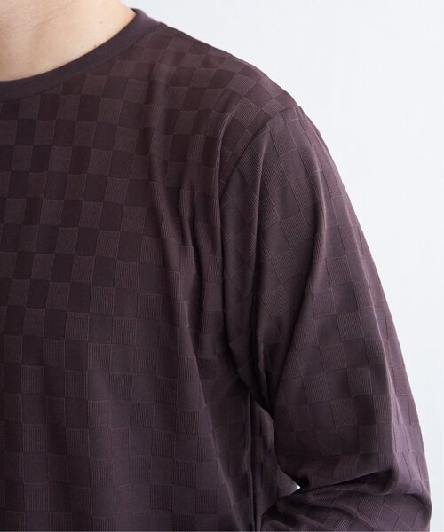 ikka(イッカ)の「リンクスジャカード市松ロンT(Tシャツ/カットソー・メンズ・ワイン/グレー/ホワイト/ブラック・M/L/XL/S)」の9枚目の写真