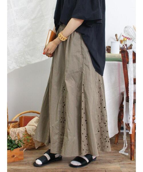 Samansa Mos2（サマンサ モスモス）の「オーバーレースパネル切替スカート（スカート・レディース・ブラック/キナリ/モカ・F）」の3枚目の写真