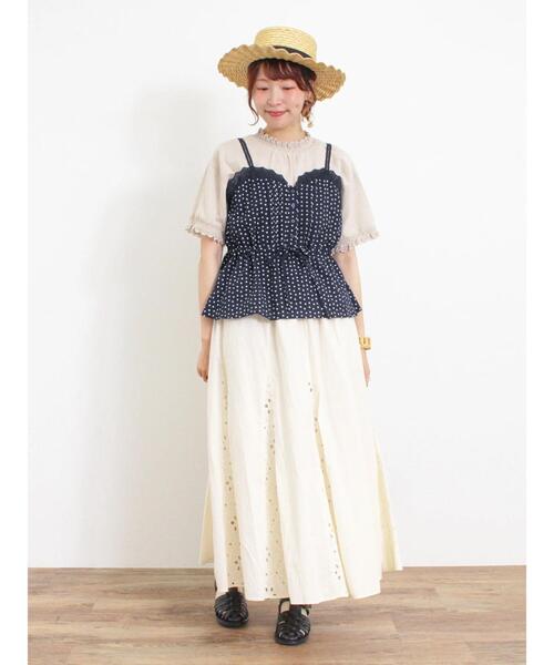 Samansa Mos2（サマンサ モスモス）の「オーバーレースパネル切替スカート（スカート・レディース・ブラック/キナリ/モカ・F）」の6枚目の写真