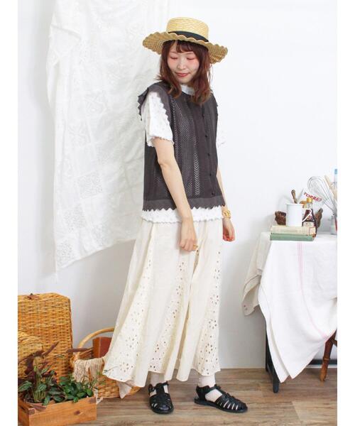 Samansa Mos2（サマンサ モスモス）の「オーバーレースパネル切替スカート（スカート・レディース・ブラック/キナリ/モカ・F）」の9枚目の写真