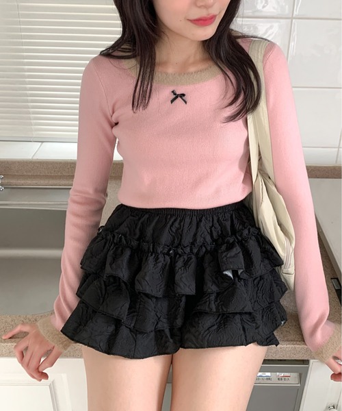 Teem Store（チームストア）の「チビリボン デザインリブニット（Tシャツ/カットソー・レディース・アイボリー/ピンク・F）」の21枚目の写真