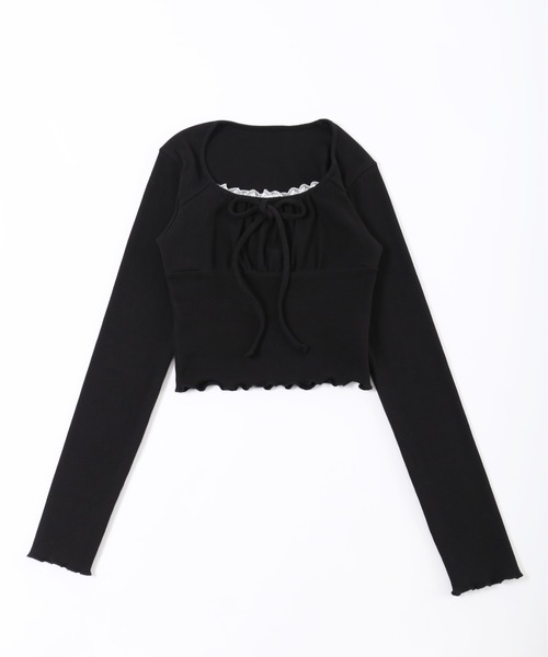 PHILLY（フィリー）の「【PHILLY】レースレイヤードリブトップス（Tシャツ/カットソー・レディース・グレー/アイボリー/ブラック・FREE）」の15枚目の写真