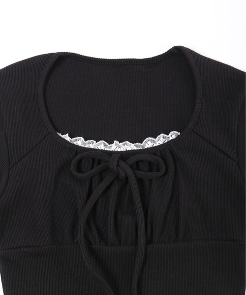 PHILLY（フィリー）の「【PHILLY】レースレイヤードリブトップス（Tシャツ/カットソー・レディース・グレー/アイボリー/ブラック・FREE）」の17枚目の写真