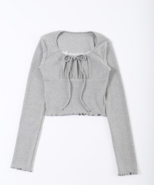 PHILLY（フィリー）の「【PHILLY】レースレイヤードリブトップス（Tシャツ/カットソー・レディース・グレー/アイボリー/ブラック・FREE）」の16枚目の写真