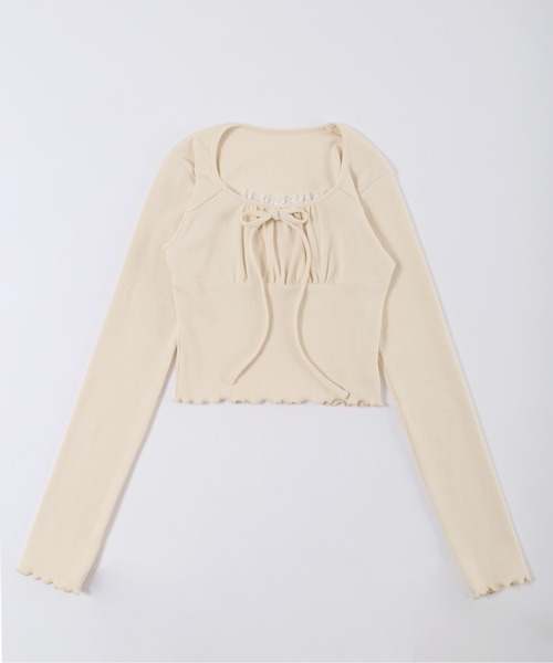 PHILLY（フィリー）の「【PHILLY】レースレイヤードリブトップス（Tシャツ/カットソー・レディース・グレー/アイボリー/ブラック・FREE）」の14枚目の写真