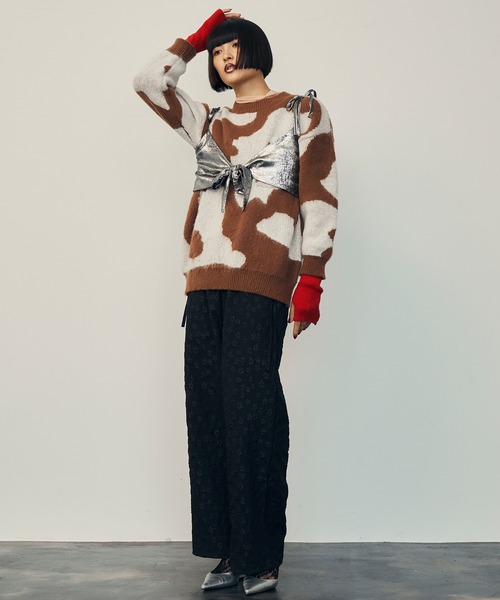 uyu.(ウユ)の「3D Small Flower Casual Pants / 立体スモールフラワーカジュアルパンツ【uyu.】(スラックス・レディース・ブラック/クリーム/ホワイト・FREE)」の22枚目の写真