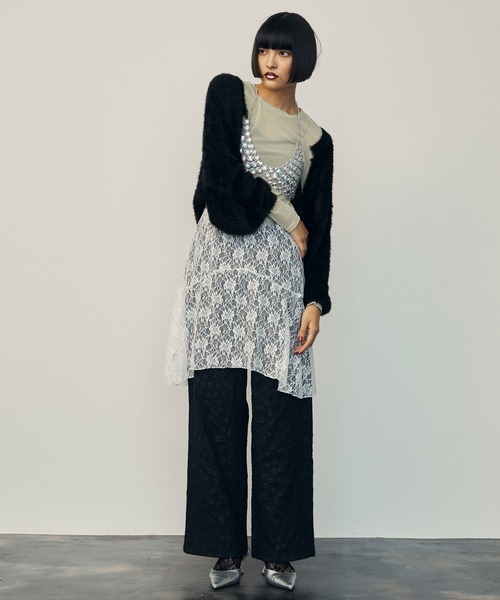 uyu.(ウユ)の「3D Small Flower Casual Pants / 立体スモールフラワーカジュアルパンツ【uyu.】(スラックス・レディース・ブラック/クリーム/ホワイト・FREE)」の18枚目の写真