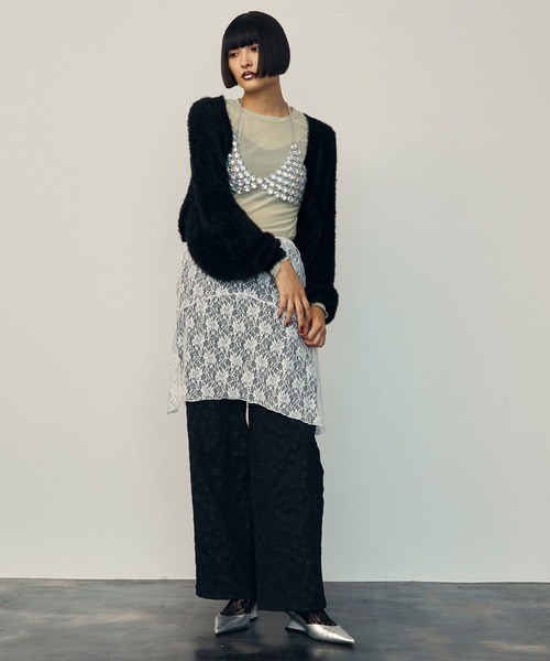 uyu.(ウユ)の「3D Small Flower Casual Pants / 立体スモールフラワーカジュアルパンツ【uyu.】(スラックス・レディース・ブラック/クリーム/ホワイト・FREE)」の17枚目の写真