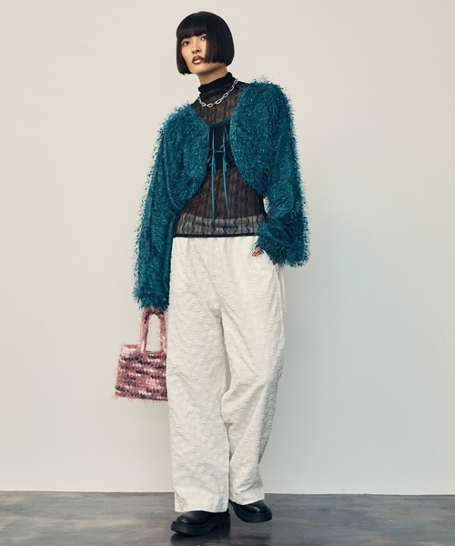 uyu.(ウユ)の「3D Small Flower Casual Pants / 立体スモールフラワーカジュアルパンツ【uyu.】(スラックス・レディース・ブラック/クリーム/ホワイト・FREE)」の13枚目の写真