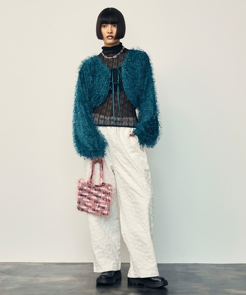 uyu.(ウユ)の「3D Small Flower Casual Pants / 立体スモールフラワーカジュアルパンツ【uyu.】(スラックス・レディース・ブラック/クリーム/ホワイト・FREE)」の11枚目の写真