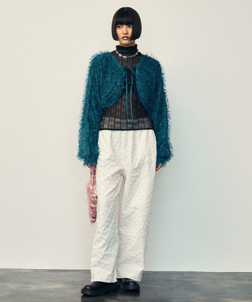 uyu.(ウユ)の「3D Small Flower Casual Pants / 立体スモールフラワーカジュアルパンツ【uyu.】(スラックス・レディース・ブラック/クリーム/ホワイト・FREE)」の14枚目の写真