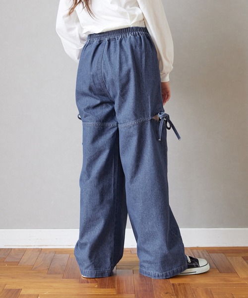 coca(coca)(コカ)の「キッズ サイドスリットリボン付きパンツ(デニムパンツ・キッズ・ブルー/ブラック・120/130/140/150)」の6枚目の写真