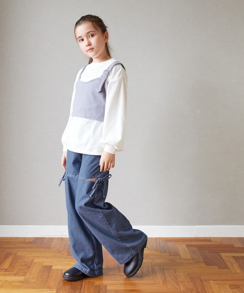 coca(coca)(コカ)の「キッズ サイドスリットリボン付きパンツ(デニムパンツ・キッズ・ブルー/ブラック・120/130/140/150)」の5枚目の写真