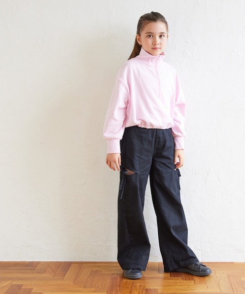 coca(coca)(コカ)の「キッズ サイドスリットリボン付きパンツ(デニムパンツ・キッズ・ブルー/ブラック・120/130/140/150)」の9枚目の写真