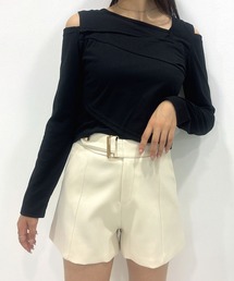 Newlyme | アシメントリーカットデザイントップス(Tシャツ/カットソー)