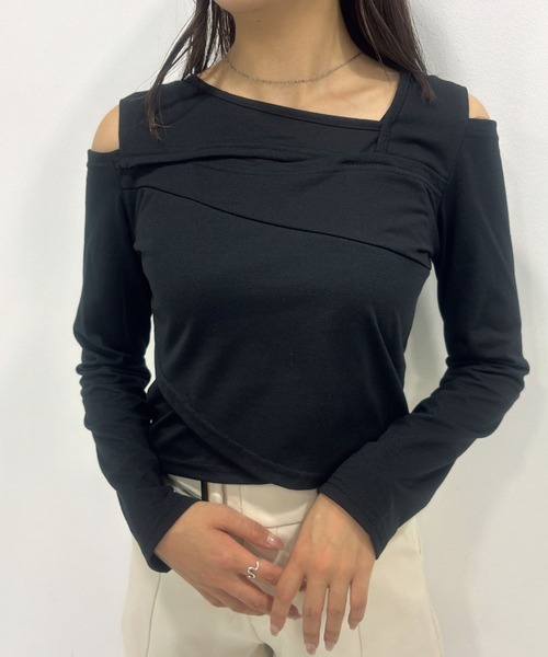 Newlyme(ニューリーミー)の「アシメントリーカットデザイントップス(Tシャツ/カットソー・レディース・ホワイト/ブラック/グレー・MEDIUM/LARGE/LL)」の8枚目の写真