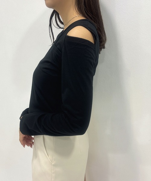 Newlyme(ニューリーミー)の「アシメントリーカットデザイントップス(Tシャツ/カットソー・レディース・ホワイト/ブラック/グレー・MEDIUM/LARGE/LL)」の9枚目の写真